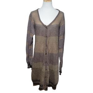 Lilith Paris Knee Length Brown Mohair Cardigan with Metallic Trim Women's No SZ